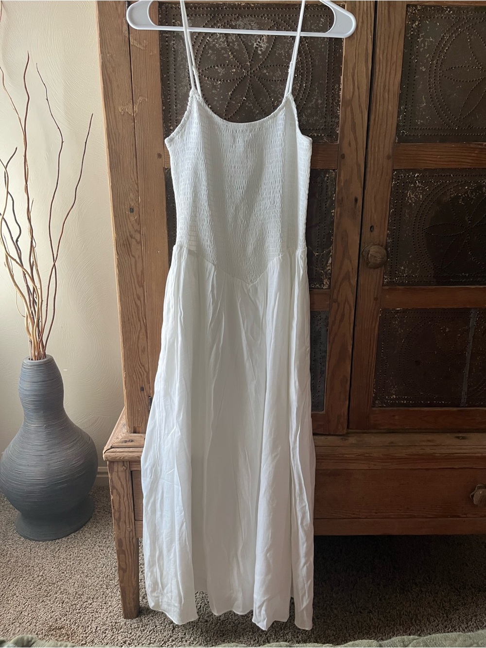Women’s White Maxi Dress with Spaghetti Straps
